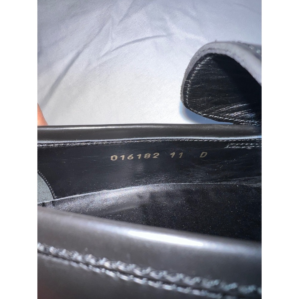 Vintage Gucci Mens Black Leather Loafers Dress Shoes Silver Buckle Italy Size 11 - Picture 6 of 9